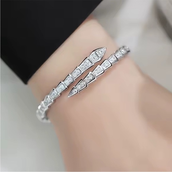 Anthropologie Jewelry - Serpentine serpent snake zircon Silver Women's Bracelet